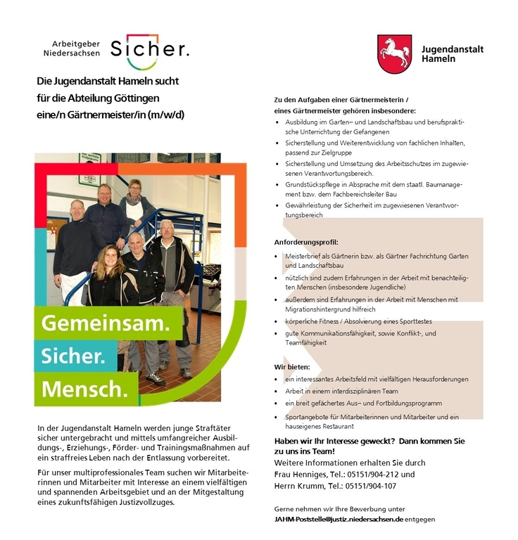 Stellenanzeige Gärtnermeister/in Göttingen