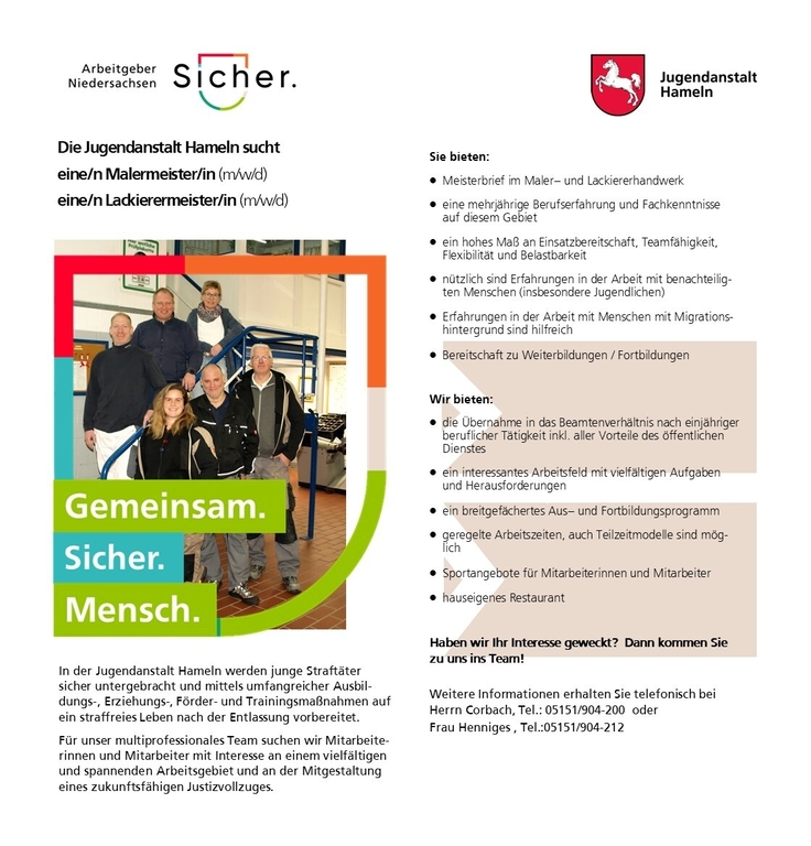 Stellenausschreibung Maler- und Lackierermeister/in